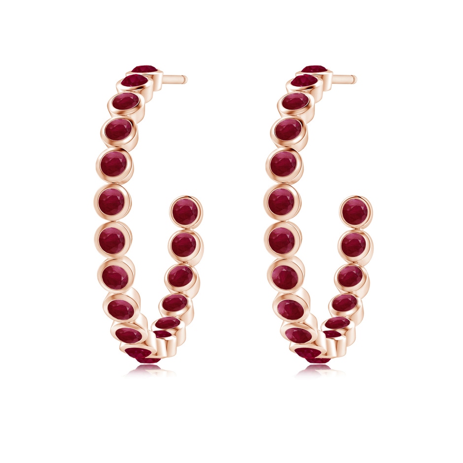 2mm A Bezel-Set Ruby Inside-Out Medium Hoop Earrings in Rose Gold side-1