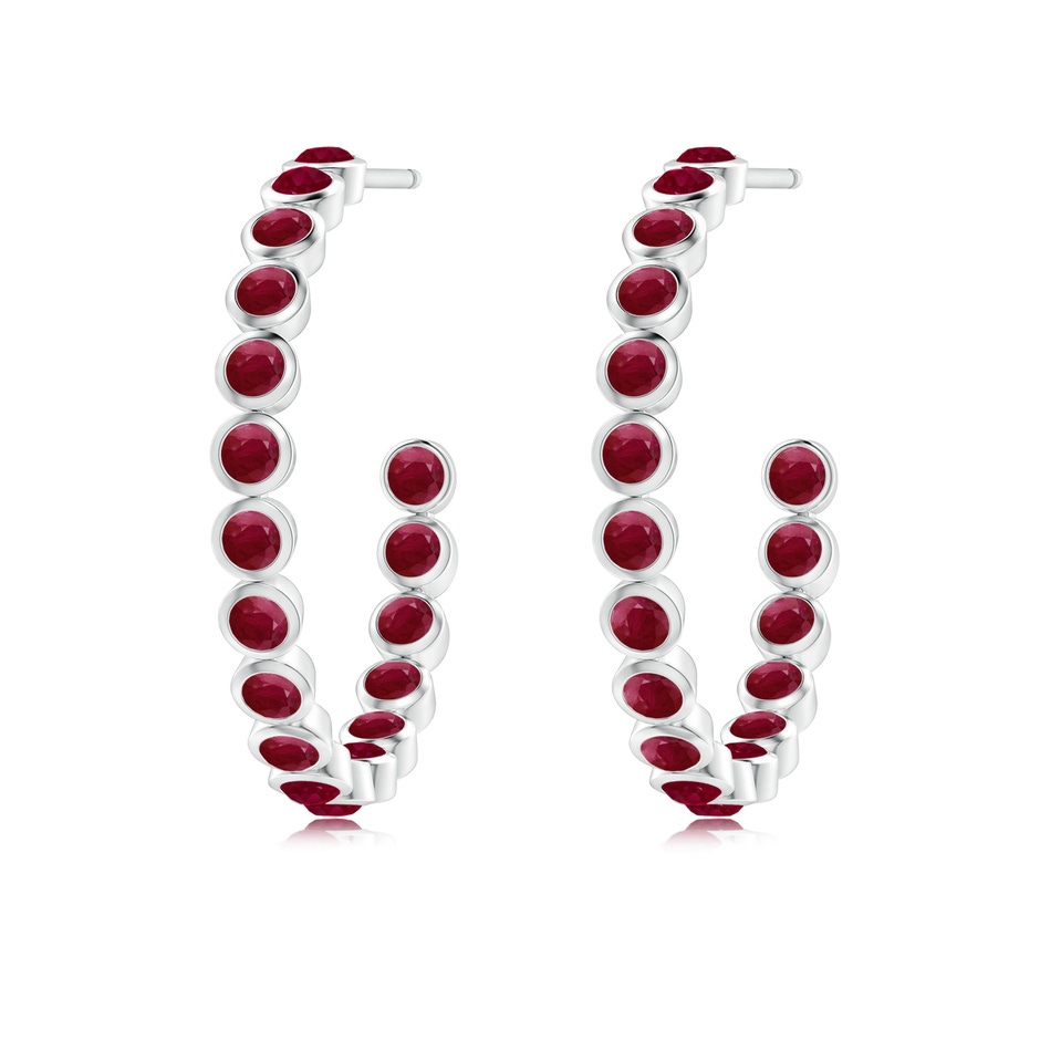 2mm A Bezel-Set Ruby Inside-Out Medium Hoop Earrings in White Gold side-1