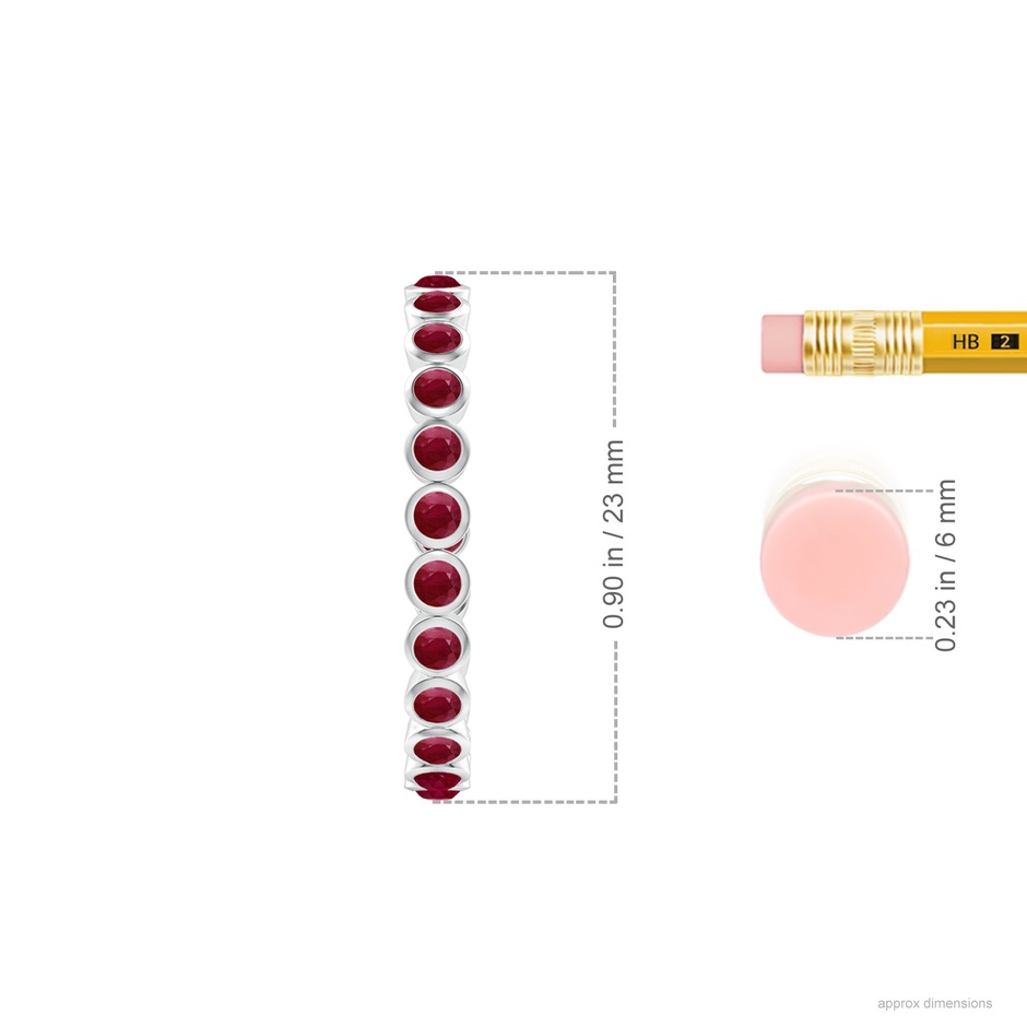 2mm A Bezel-Set Ruby Inside-Out Medium Hoop Earrings in White Gold ruler