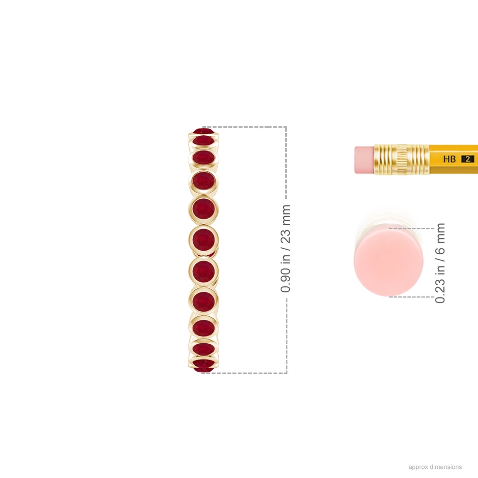 2mm AA Bezel-Set Ruby Inside-Out Medium Hoop Earrings in Yellow Gold ruler