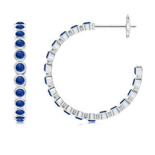 2mm AAA Bezel-Set Sapphire Inside-Out Medium Hoop Earrings in White Gold