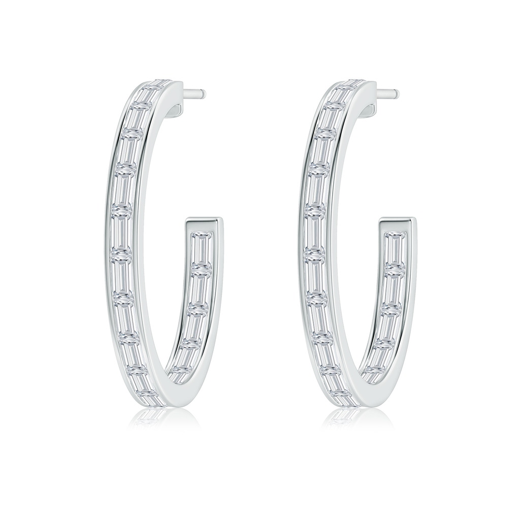 3x1.5mm GVS2 Channel-Set Baguette Diamond Inside-Out Medium Hoop Earrings in White Gold - side_1
