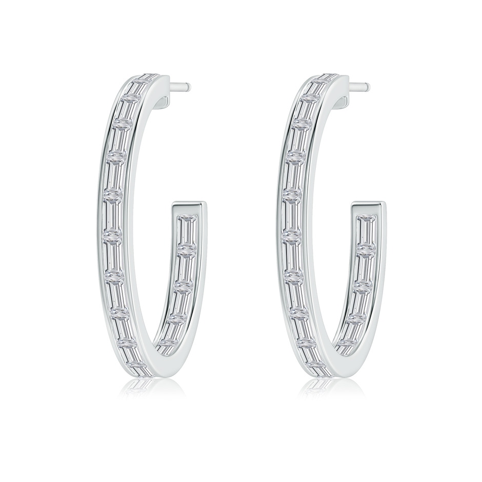 3x1.5mm HSI2 Channel-Set Baguette Diamond Inside-Out Medium Hoop Earrings in White Gold side-1