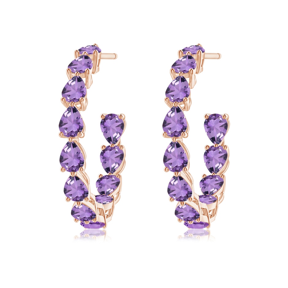 4x3mm A Pear-Shaped Amethyst Inside-Out Medium Hoop Earrings in Rose Gold side-1