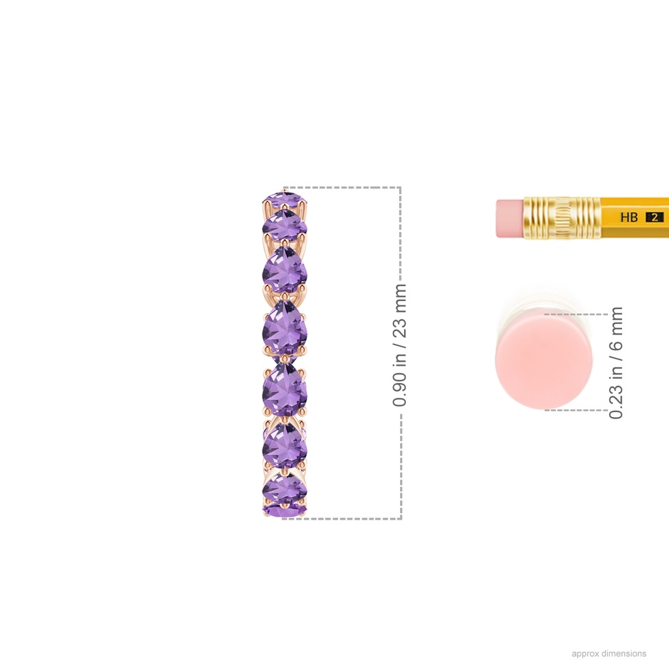 4x3mm A Pear-Shaped Amethyst Inside-Out Medium Hoop Earrings in Rose Gold ruler