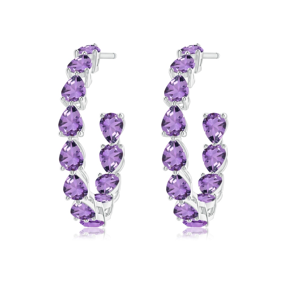 4x3mm A Pear-Shaped Amethyst Inside-Out Medium Hoop Earrings in White Gold side-1
