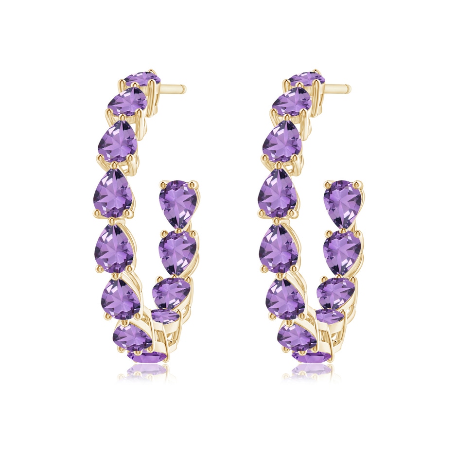 4x3mm A Pear-Shaped Amethyst Inside-Out Medium Hoop Earrings in Yellow Gold side-1