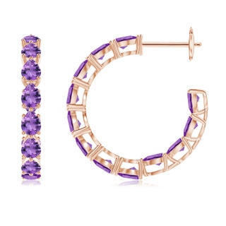 4x3mm AA Pear-Shaped Amethyst Inside-Out Medium Hoop Earrings in Rose Gold