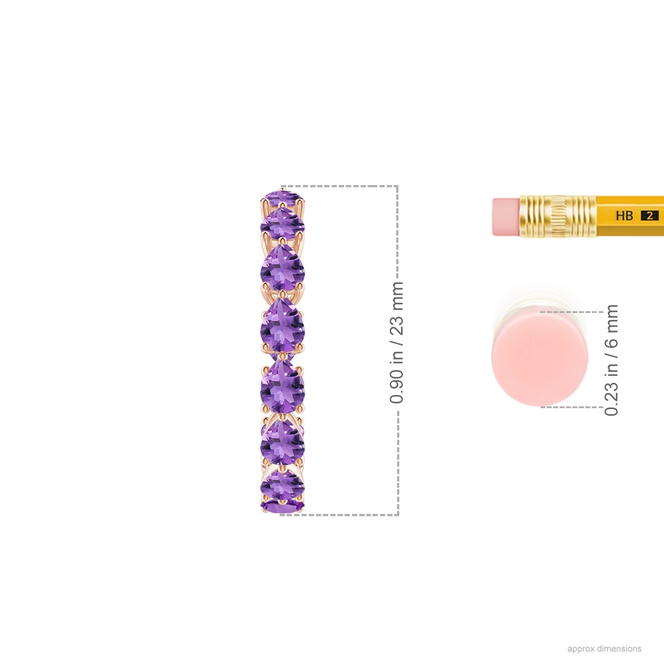 4x3mm AA Pear-Shaped Amethyst Inside-Out Medium Hoop Earrings in Rose Gold ruler