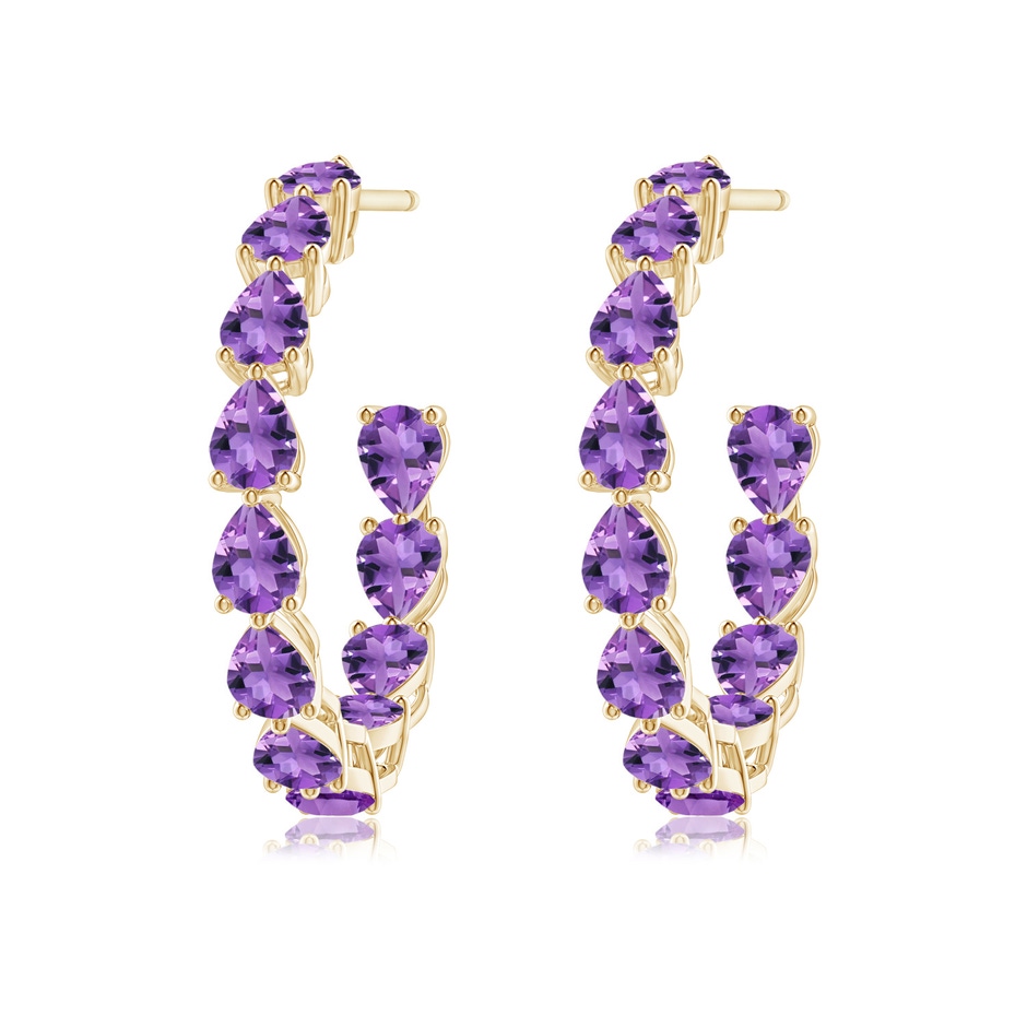 4x3mm AA Pear-Shaped Amethyst Inside-Out Medium Hoop Earrings in Yellow Gold side-1