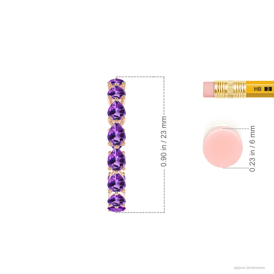 4x3mm AAA Pear-Shaped Amethyst Inside-Out Medium Hoop Earrings in Rose Gold ruler