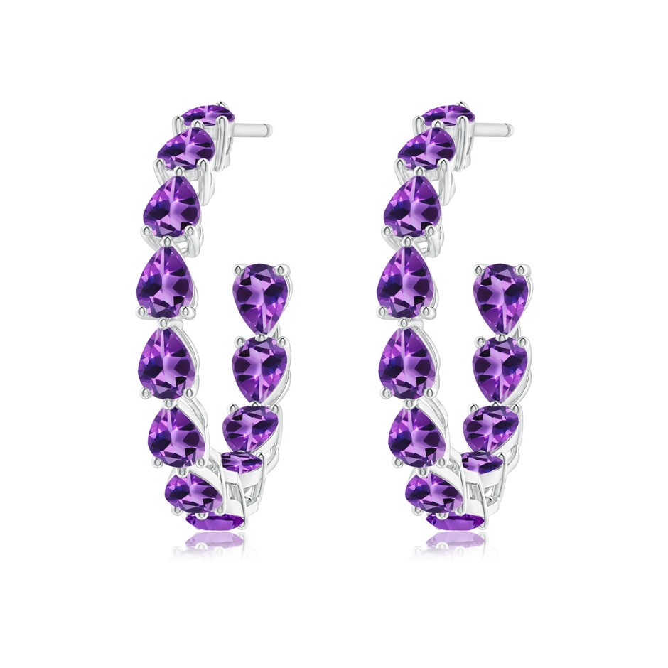 4x3mm AAA Pear-Shaped Amethyst Inside-Out Medium Hoop Earrings in White Gold side-1