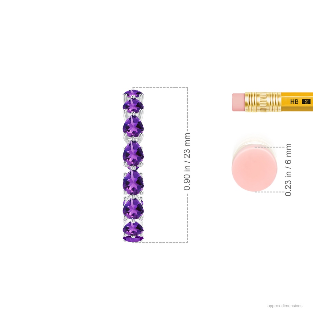 4x3mm AAAA Pear-Shaped Amethyst Inside-Out Medium Hoop Earrings in White Gold Ruler