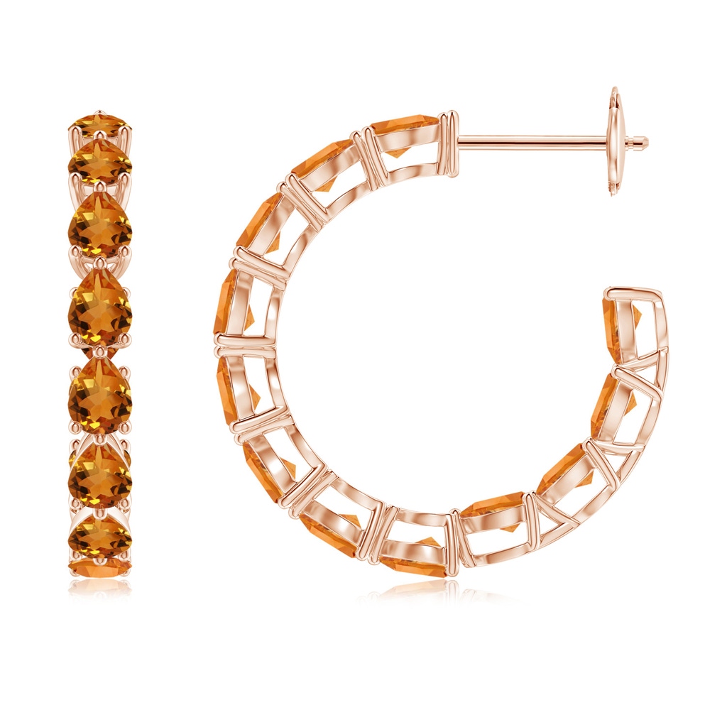 4x3mm AAA Pear-Shaped Citrine Inside-Out Medium Hoop Earrings in Rose Gold