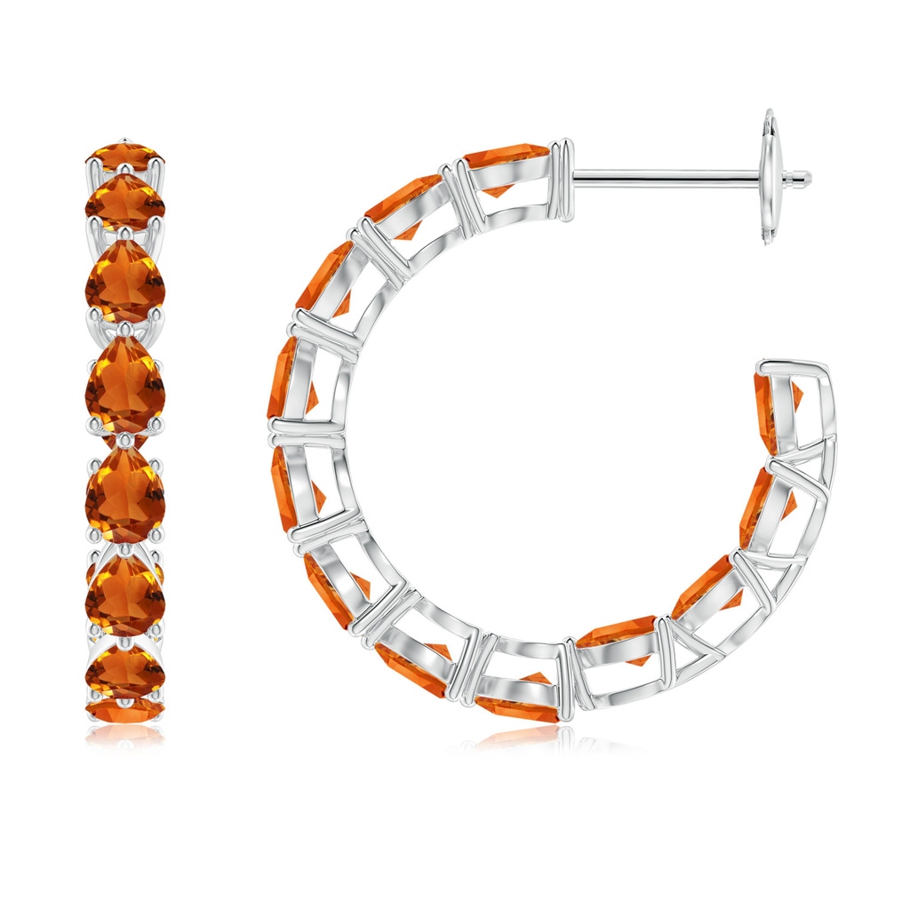 4x3mm AAAA Pear-Shaped Citrine Inside-Out Medium Hoop Earrings in White Gold