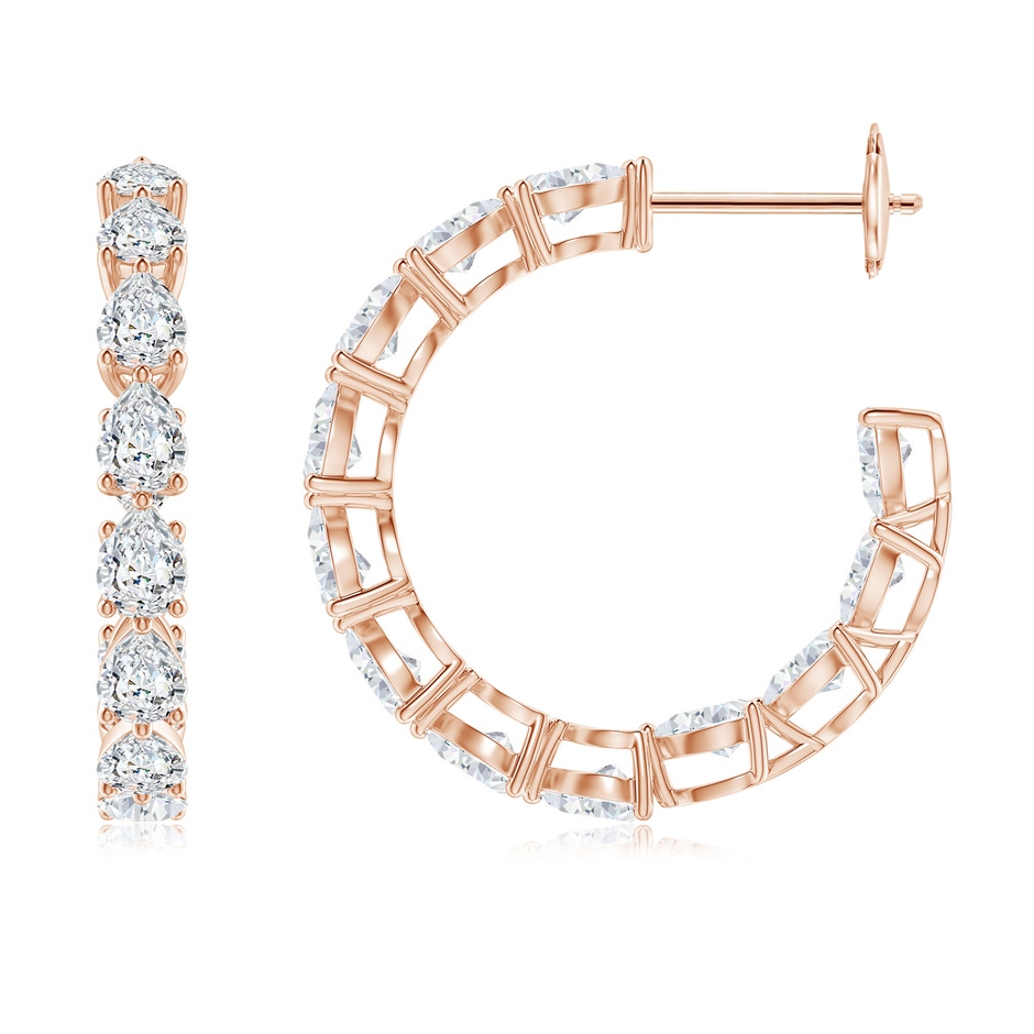 4x3mm GVS2 Pear-Shaped Diamond Inside-Out Medium Hoop Earrings in Rose Gold 