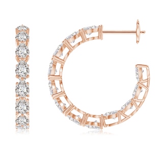 4x3mm IJI1I2 Pear-Shaped Diamond Inside-Out Medium Hoop Earrings in 9K Rose Gold