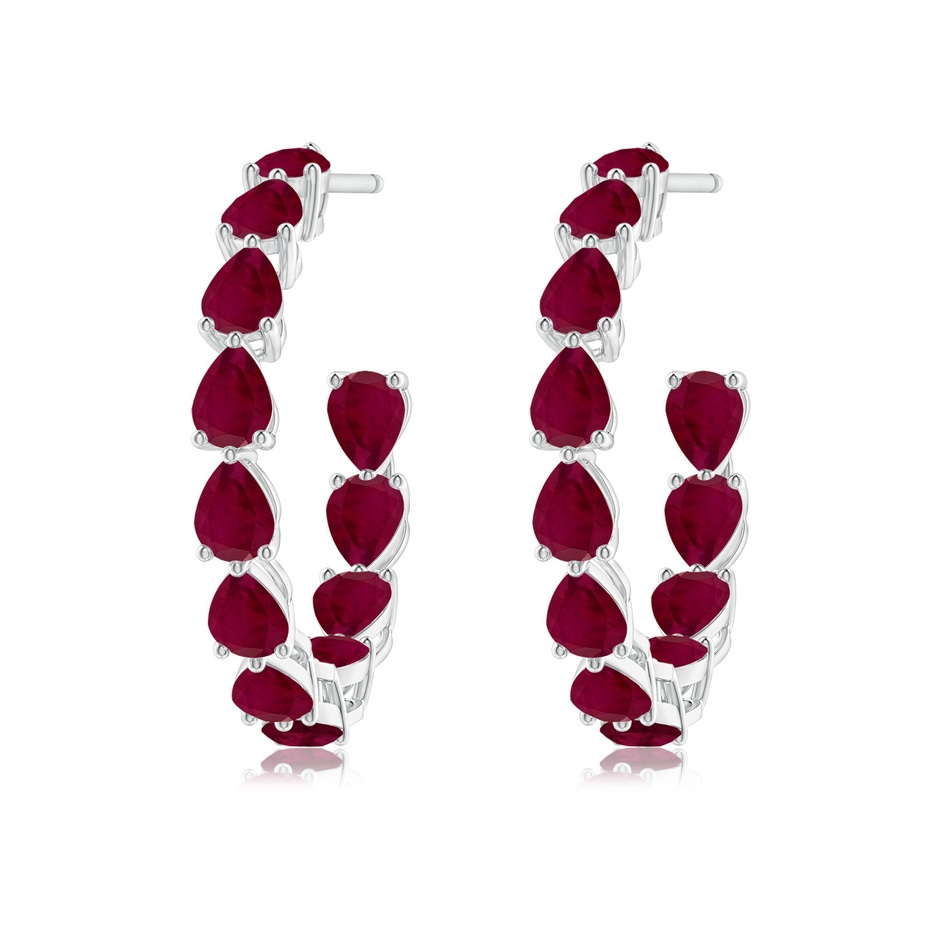 4x3mm A Pear-Shaped Ruby Inside-Out Medium Hoop Earrings in White Gold side-1