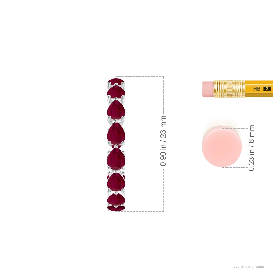 4x3mm A Pear-Shaped Ruby Inside-Out Medium Hoop Earrings in White Gold ruler