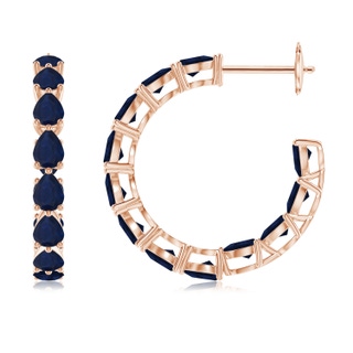 4x3mm A Pear-Shaped Sapphire Inside-Out Medium Hoop Earrings in Rose Gold
