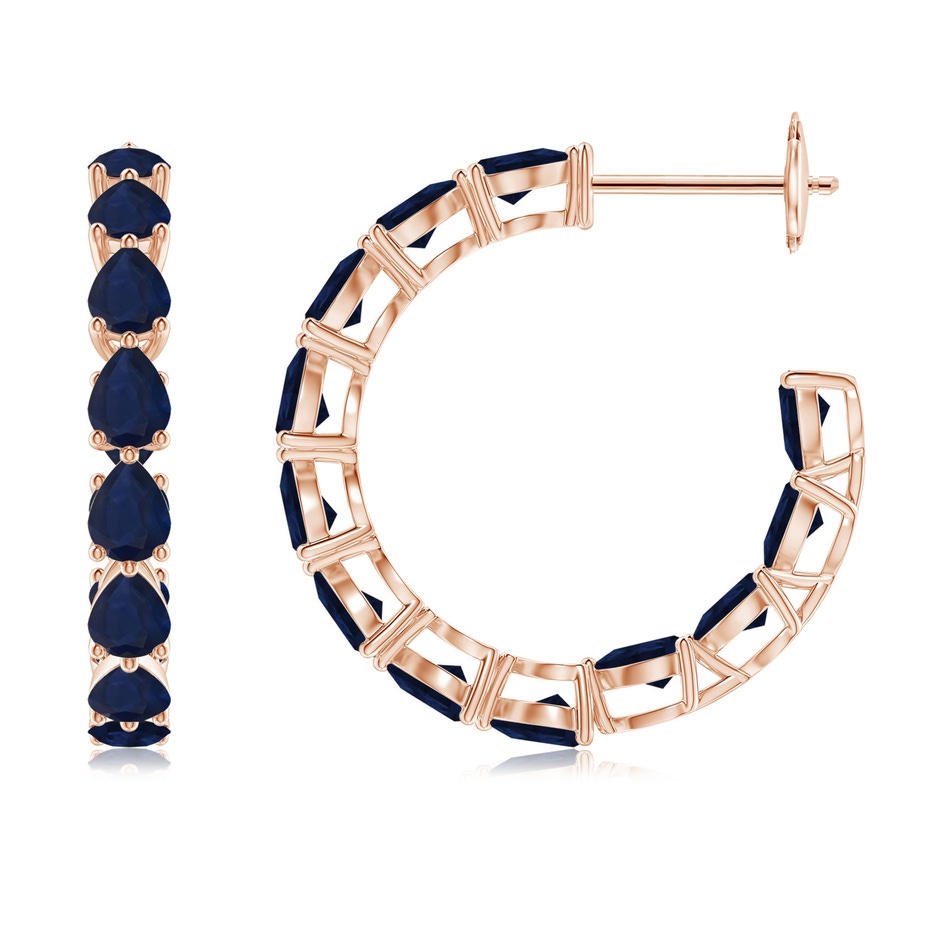 4x3mm A Pear-Shaped Sapphire Inside-Out Medium Hoop Earrings in Rose Gold 