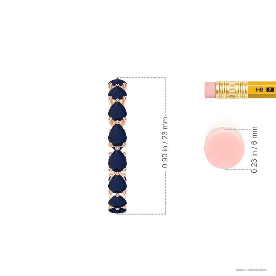 4x3mm A Pear-Shaped Sapphire Inside-Out Medium Hoop Earrings in Rose Gold ruler