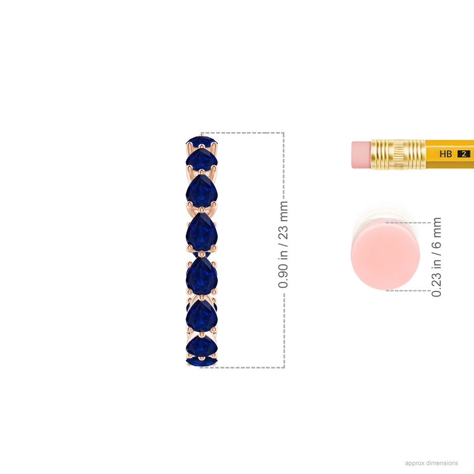 4x3mm AA Pear-Shaped Sapphire Inside-Out Medium Hoop Earrings in Rose Gold ruler