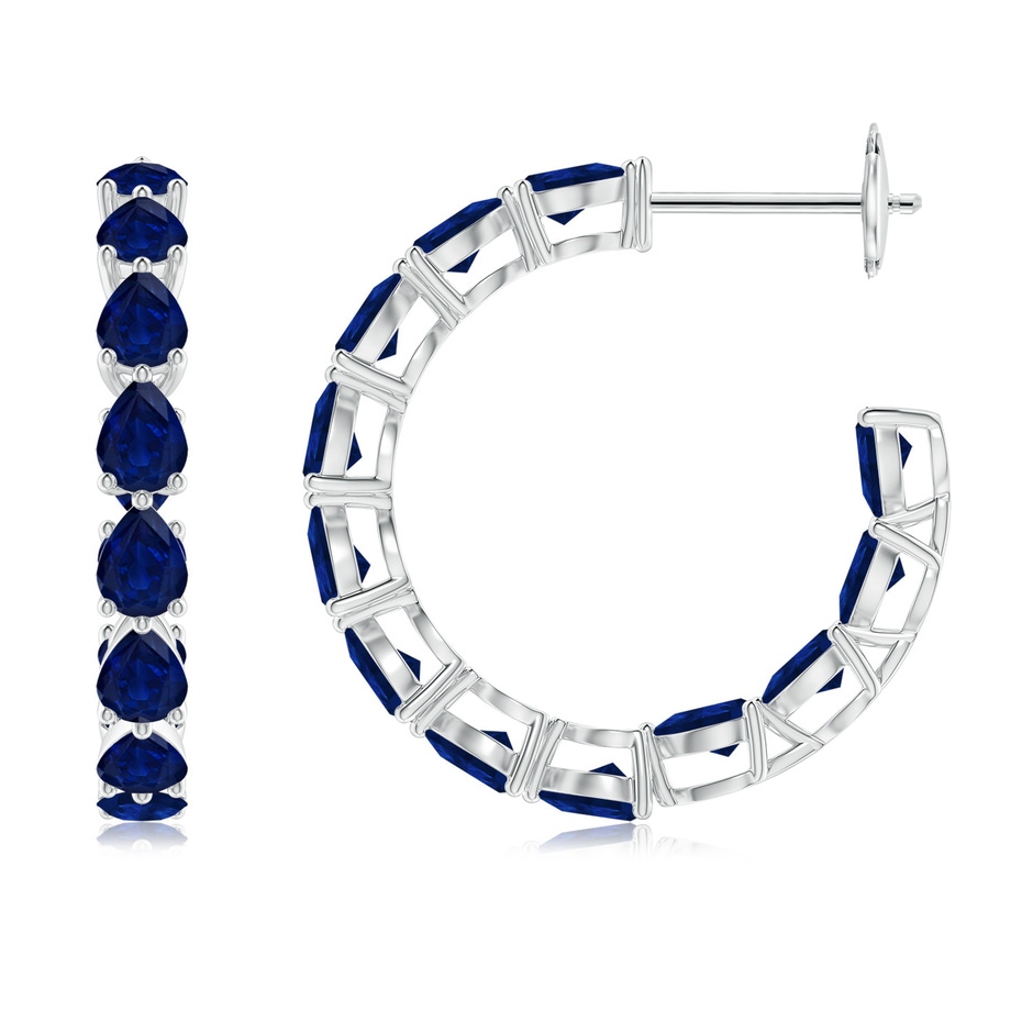 4x3mm AA Pear-Shaped Sapphire Inside-Out Medium Hoop Earrings in White Gold 