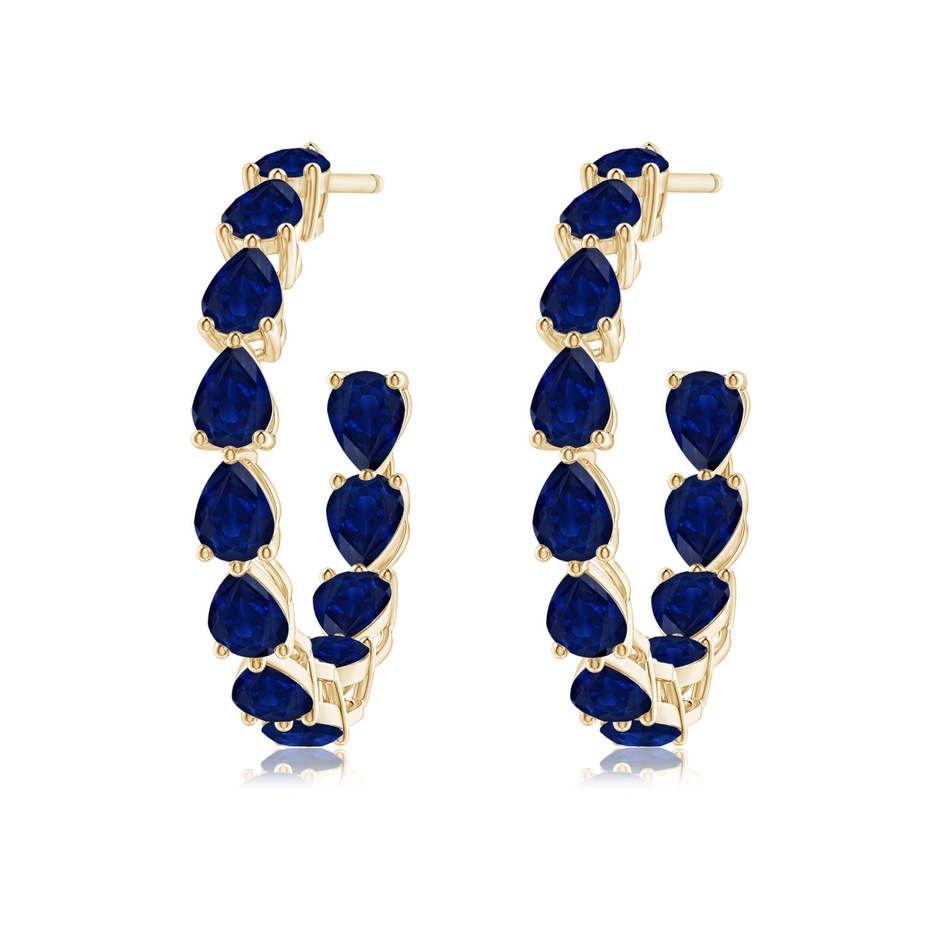 4x3mm AA Pear-Shaped Sapphire Inside-Out Medium Hoop Earrings in Yellow Gold side-1