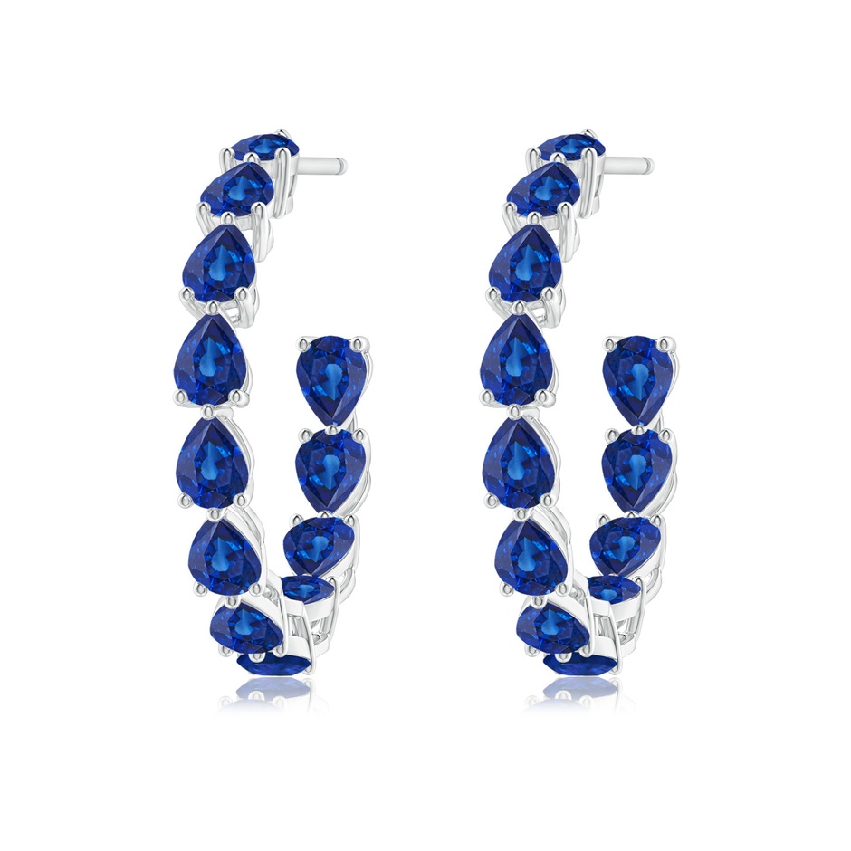 4x3mm AAA Pear-Shaped Sapphire Inside-Out Medium Hoop Earrings in White Gold side-1