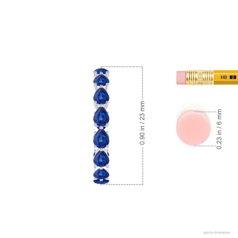 4x3mm AAA Pear-Shaped Sapphire Inside-Out Medium Hoop Earrings in White Gold ruler