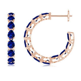 4x3mm AAAA Pear-Shaped Sapphire Inside-Out Medium Hoop Earrings in 10K Rose Gold