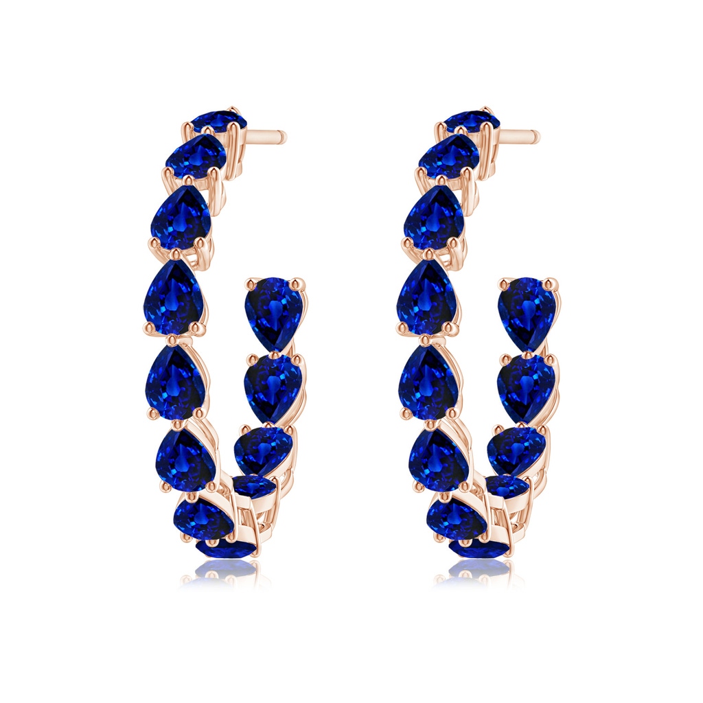 4x3mm AAAA Pear-Shaped Sapphire Inside-Out Medium Hoop Earrings in Rose Gold - side_1