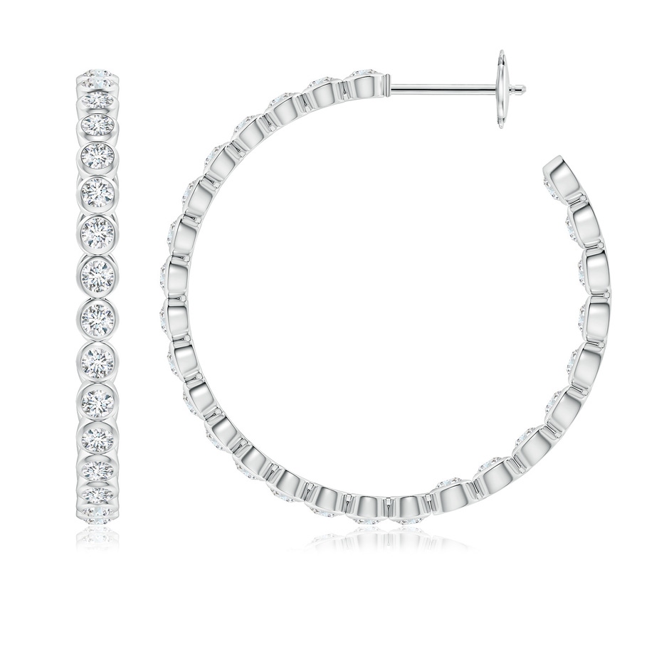 2.15mm GVS2 Bezel-Set Diamond Inside-Out Large Hoop Earrings in 9K White Gold 