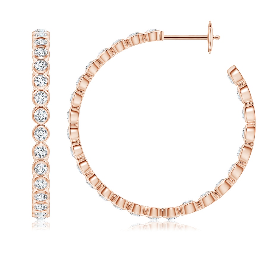2.15mm GVS2 Bezel-Set Diamond Inside-Out Large Hoop Earrings in Rose Gold 