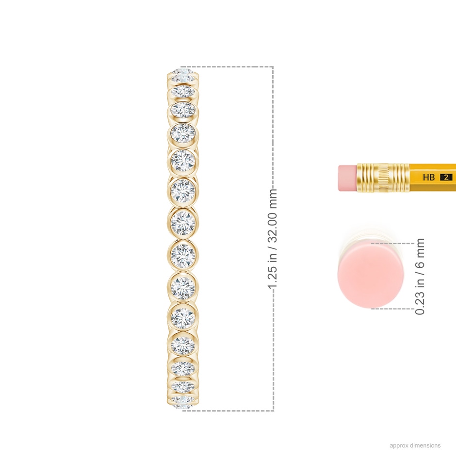 2.15mm GVS2 Bezel-Set Diamond Inside-Out Large Hoop Earrings in Yellow Gold ruler