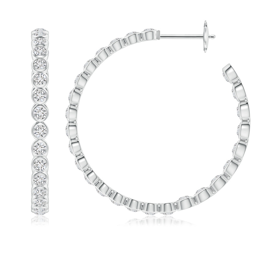 2.15mm HSI2 Bezel-Set Diamond Inside-Out Large Hoop Earrings in White Gold 