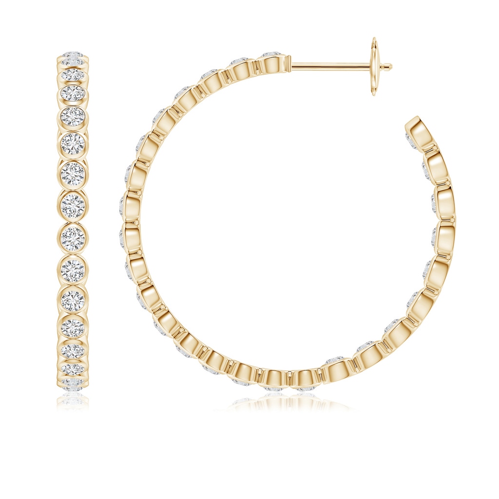 2.15mm HSI2 Bezel-Set Diamond Inside-Out Large Hoop Earrings in Yellow Gold