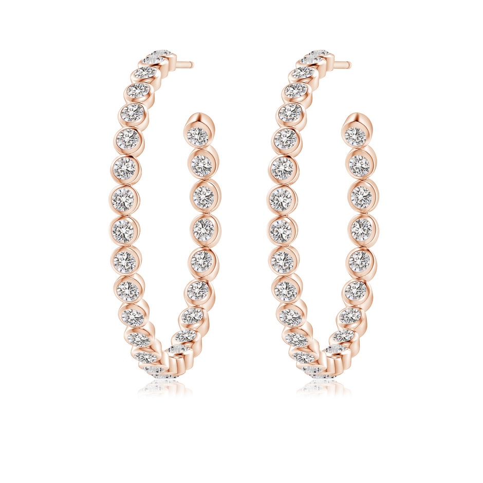 2.15mm IJI1I2 Bezel-Set Diamond Inside-Out Large Hoop Earrings in Rose Gold side-1