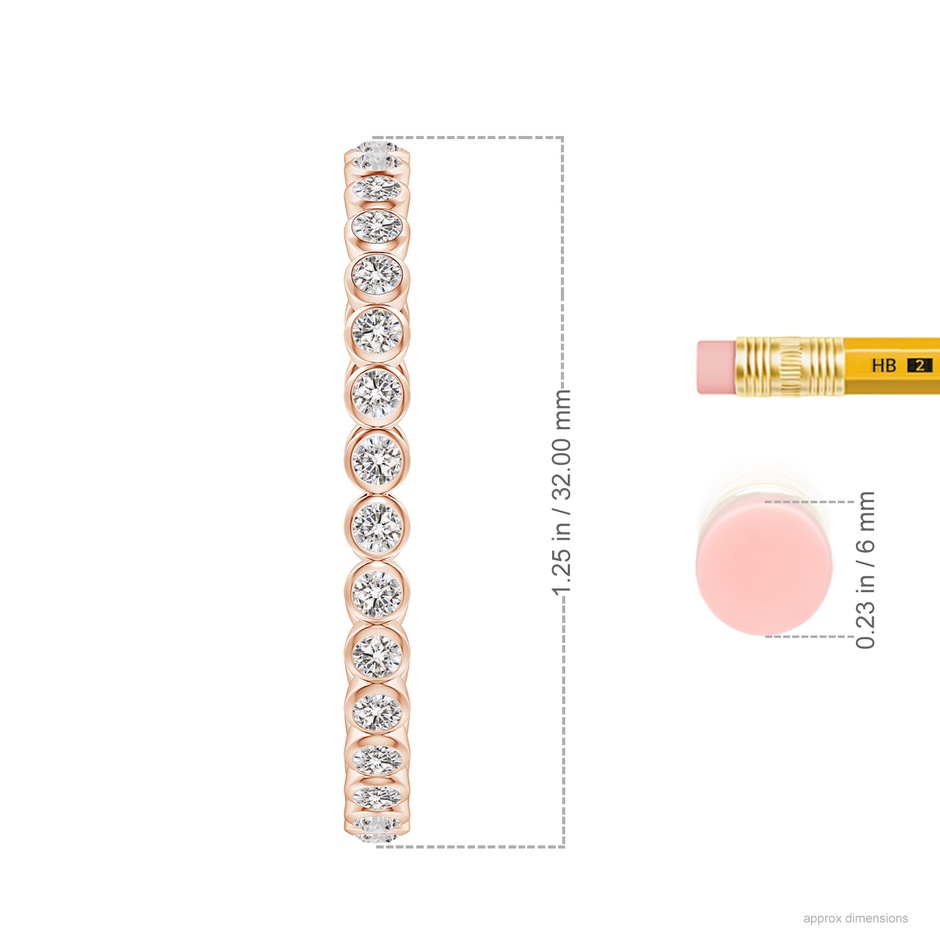 2.15mm IJI1I2 Bezel-Set Diamond Inside-Out Large Hoop Earrings in Rose Gold ruler