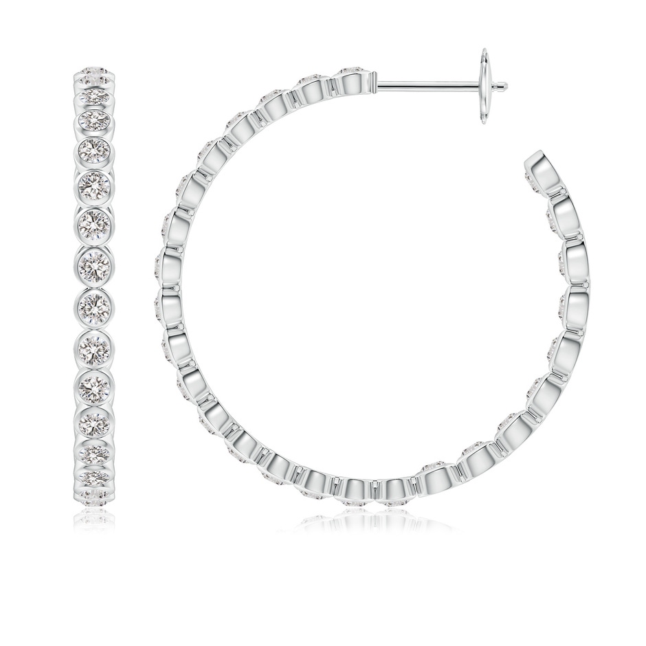 2.15mm IJI1I2 Bezel-Set Diamond Inside-Out Large Hoop Earrings in White Gold 