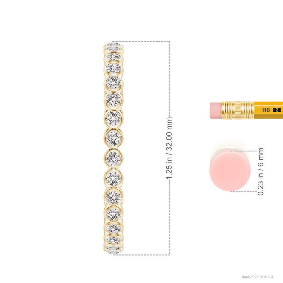 2.15mm IJI1I2 Bezel-Set Diamond Inside-Out Large Hoop Earrings in Yellow Gold ruler