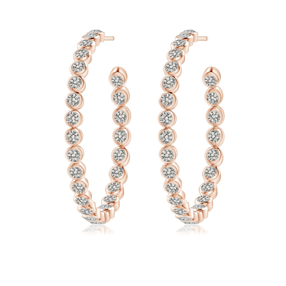 2.15mm KI3 Bezel-Set Diamond Inside-Out Large Hoop Earrings in Rose Gold side-1