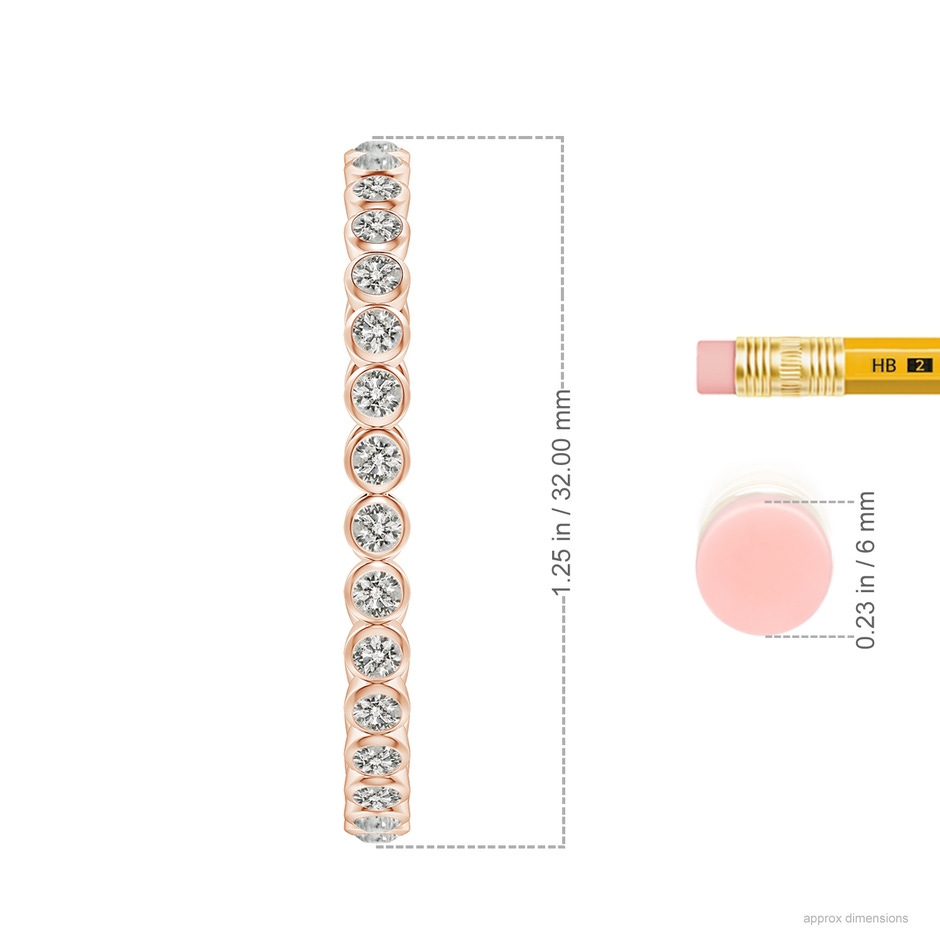 2.15mm KI3 Bezel-Set Diamond Inside-Out Large Hoop Earrings in Rose Gold ruler