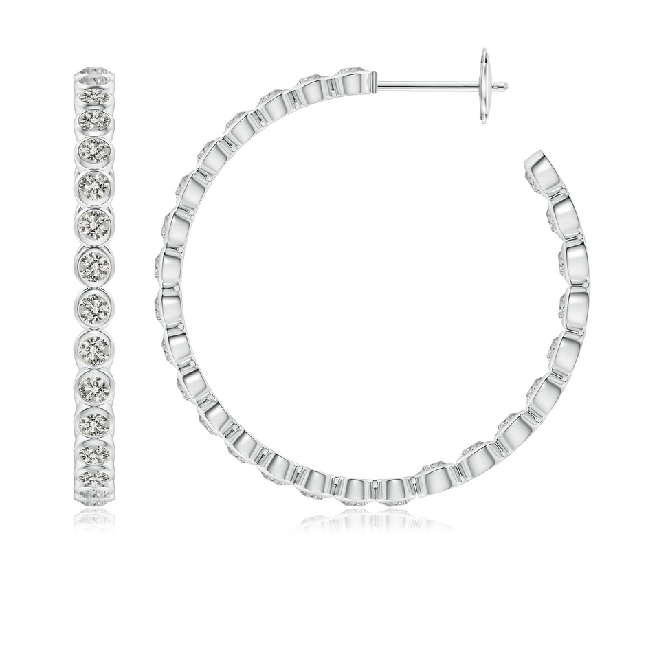 2.15mm KI3 Bezel-Set Diamond Inside-Out Large Hoop Earrings in White Gold 