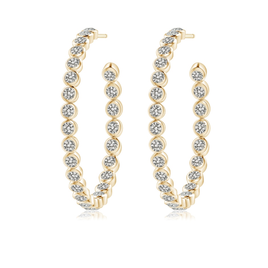 2.15mm KI3 Bezel-Set Diamond Inside-Out Large Hoop Earrings in Yellow Gold side-1