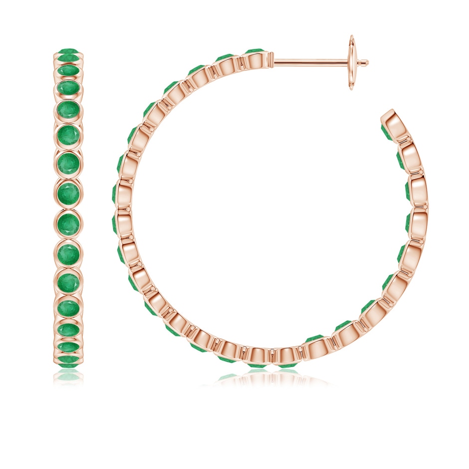 2.2mm A Bezel-Set Emerald Inside-Out Large Hoop Earrings in Rose Gold 