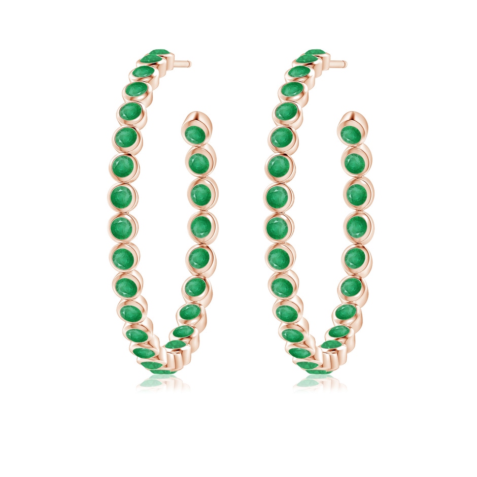 2.2mm A Bezel-Set Emerald Inside-Out Large Hoop Earrings in Rose Gold side-1