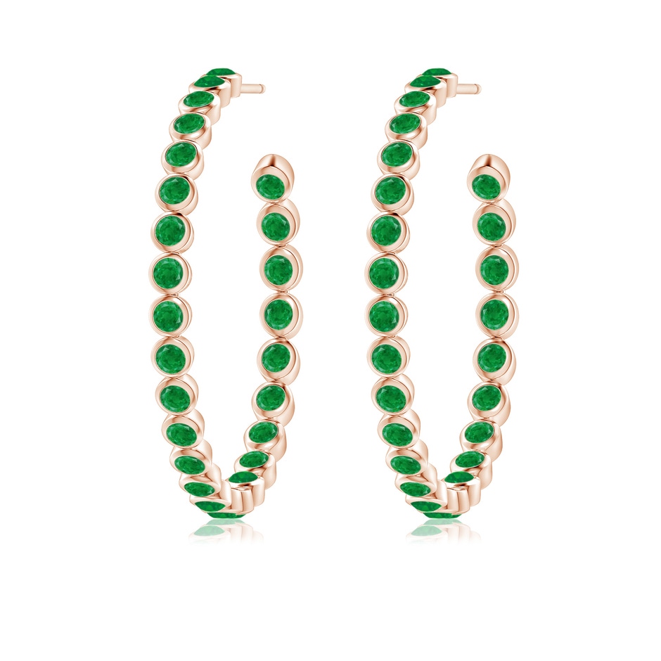 2.2mm AA Bezel-Set Emerald Inside-Out Large Hoop Earrings in Rose Gold side-1