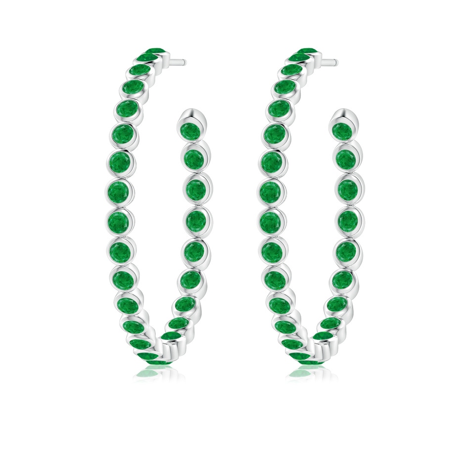 2.2mm AA Bezel-Set Emerald Inside-Out Large Hoop Earrings in White Gold side-1